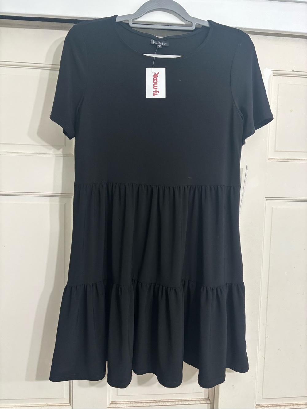 Black Tiered Short-Sleeve Women’s Dress